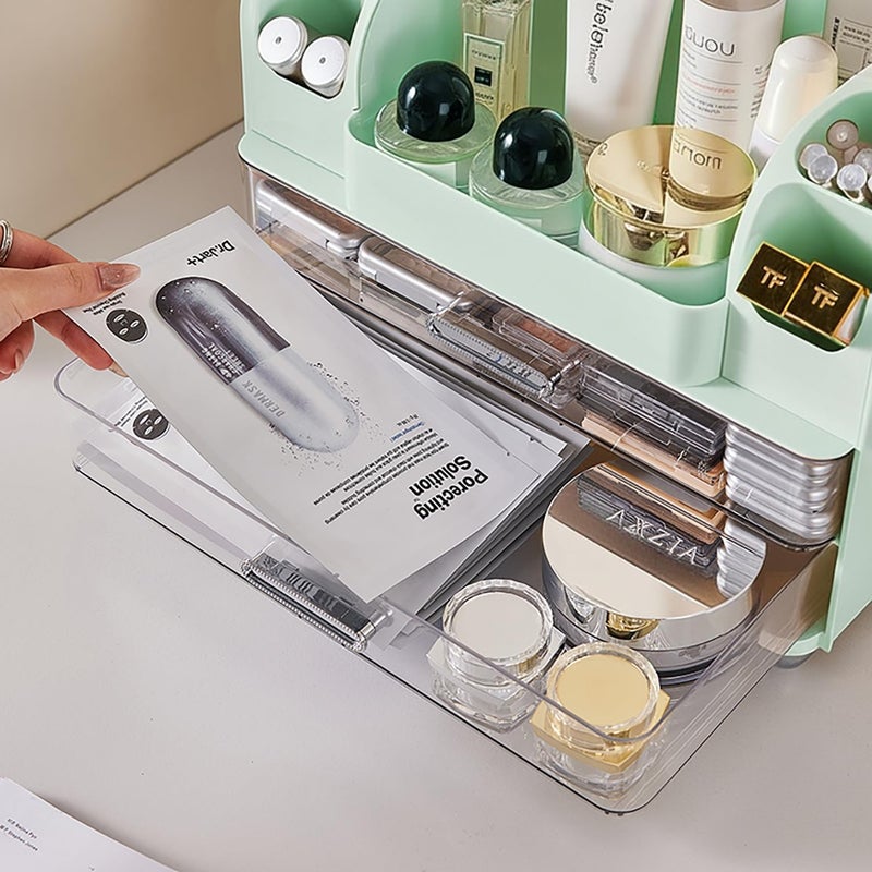 Heaime Makeup Organizer with Drawers for Vanity,Bathroom Countertop Organizer with Brushes Holder,Skincare Storage Organizer,Perfect Cosmetic Display Case for Skincare,Lipstick and Beauty Essential (Green) - Image 5